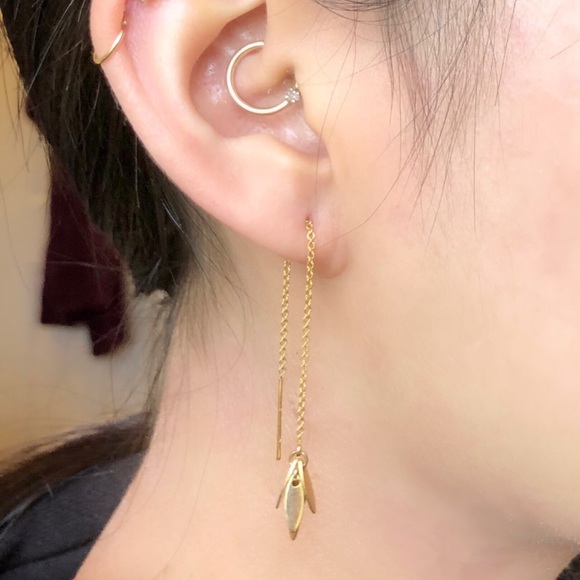14k gold filled threader earrings - Picture 3 of 5